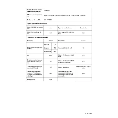 Congélateur intégré SIEMENS GI11VADE0 - 9