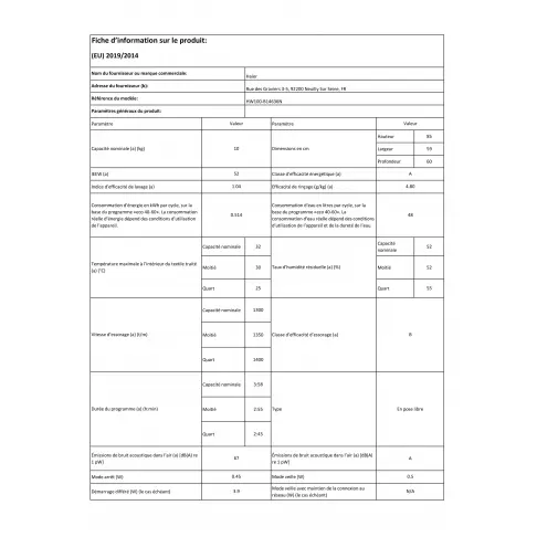 Lave linge hublot HAIER HW100B14636N - 4