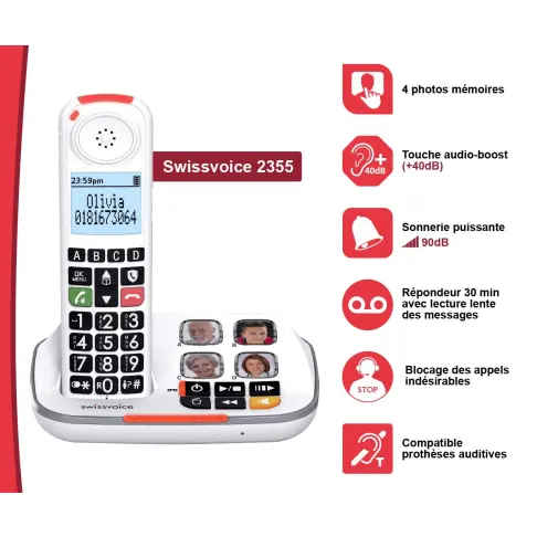 Téléphone sans fil SWISS VOICE XTRA2355 - 1
