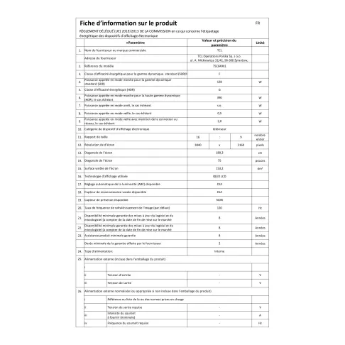 Télé led 75 pouces TCL 75C849 - 2