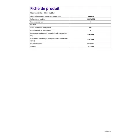 Four pyrolyse SIEMENS HB 573 ABR 0 - 6