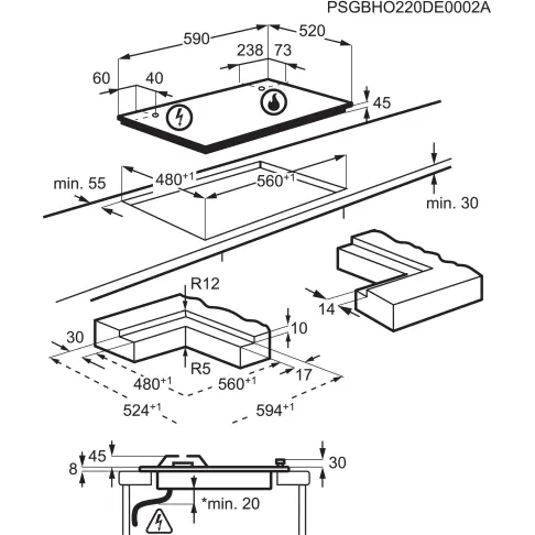 Plaque verre gaz AEG HKB64453NB - 9