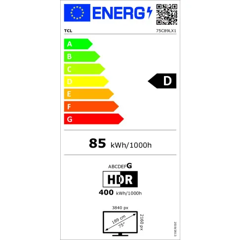 Télé led 75'' TCL 75C89L - 2