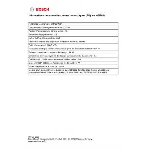 Hotte télescopique BOSCH DFM064W54 - 6