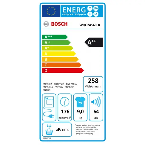 Sèche-linge frontal BOSCH WQG245A0FR - 8