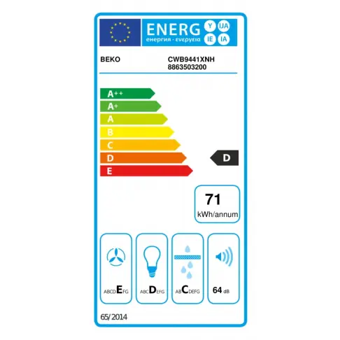 Hotte décorative BEKO CWB 9441 XNH - 9 Hotte décorative BEKO CWB 9441 XNH - 9
