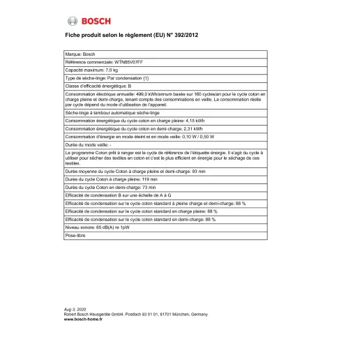 Sèche-linge frontal BOSCH WTN 85 V 07 FF - 2
