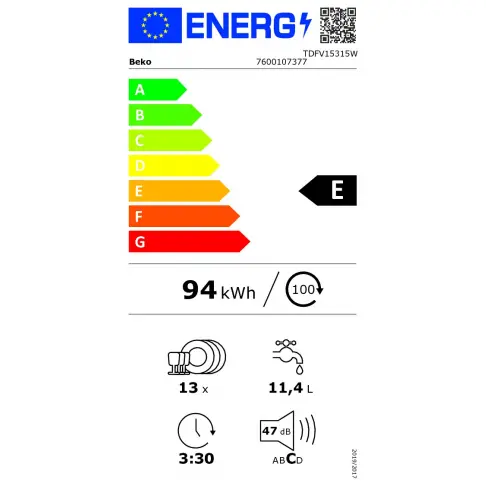 Lave-vaisselle 60 cm BEKO TDFV15315W - 9