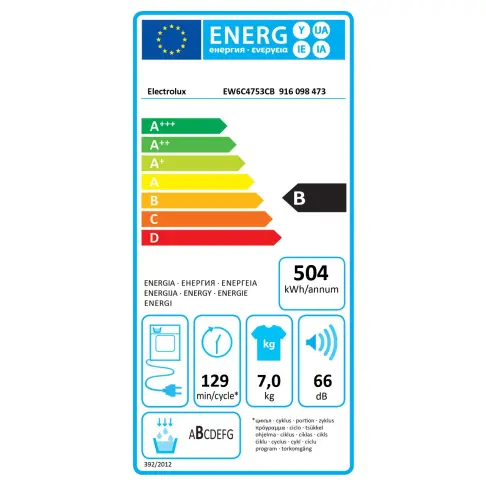Sèche-linge frontal ELECTROLUX EW6C4753CB - 6