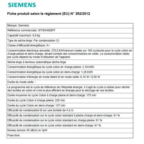 Sèche-linge frontal SIEMENS WT45H000FF - 3
