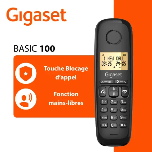 Téléphone sans fil GIGASET BASIC100NOIR - 3 Téléphone sans fil GIGASET BASIC100NOIR - 3