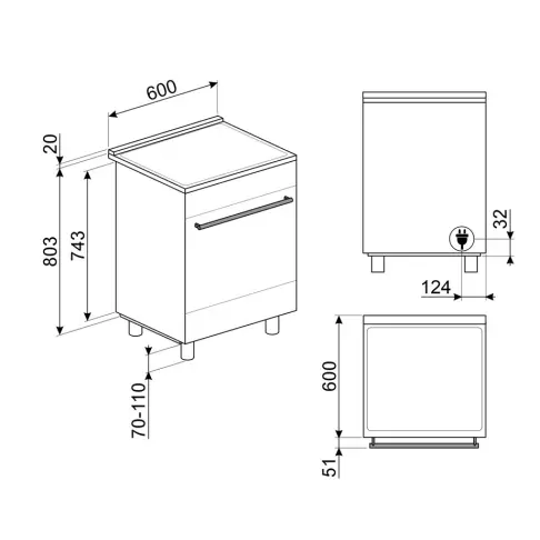 Cuisinière dessus induction SMEG C6IPXT2 - 8 Cuisinière dessus induction SMEG C6IPXT2 - 8