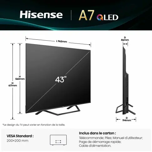 Tv led 43'' HISENSE 43A7Q - 5