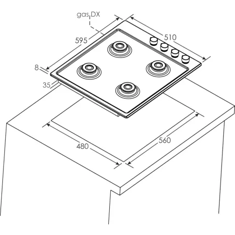Table gaz CANDY CHW 6 LWW - 2