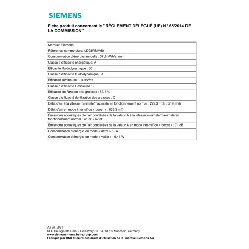 Hotte plan de travail SIEMENS LD98WMM60 - 2