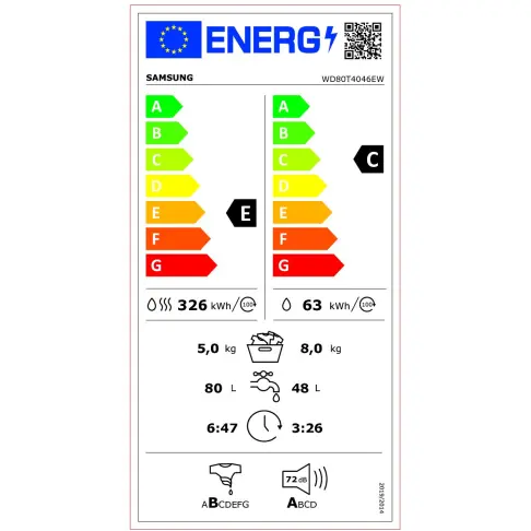 Lave-linge séchant SAMSUNG WD80T4046EW - 7