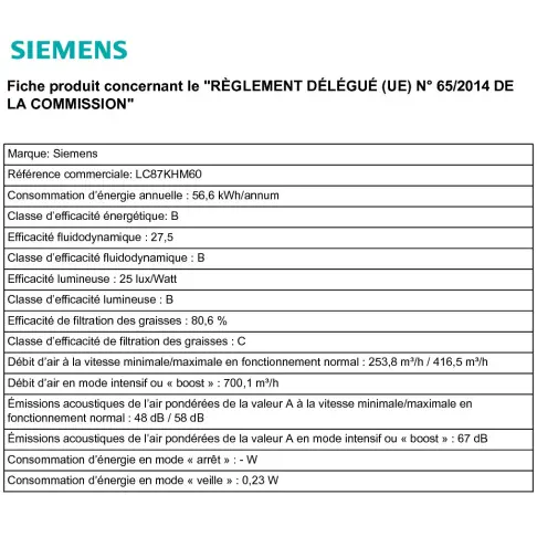 Hotte décorative murale SIEMENS LC87KHM60 - 2