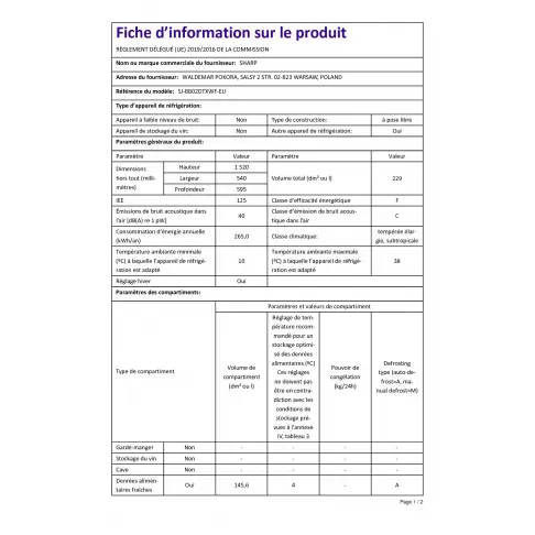 Réfrigérateur combiné inversé SHARP SJBB02DTXWF - 4