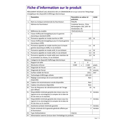 Tv professionnel PHILIPS 75HFL6214U/12 - 2