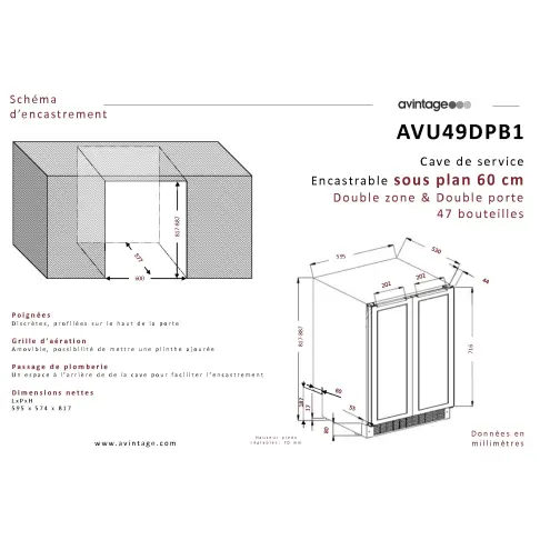 Cave à vin intégrée AVINTAGE AVU49DPB1 - 9