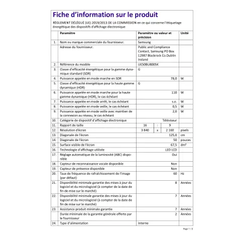 Télé led 50 pouces SAMSUNG UE50BU8005 - 8