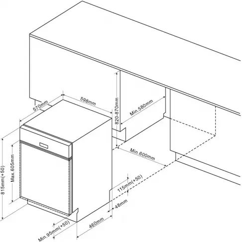 BRANDT Lave-vaisselle BDB424LB - 60cm, 14 couverts, 44db, tout intégrable - 5