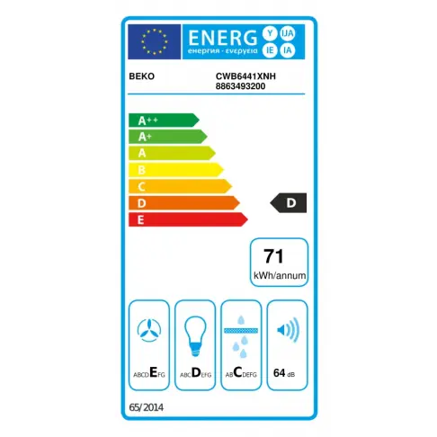 Hotte décorative murale BEKO CWB 6441 XNH - 8 Hotte décorative murale BEKO CWB 6441 XNH - 8