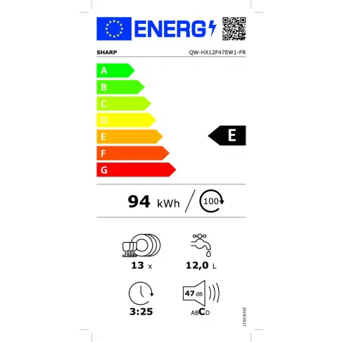 Lave-vaisselle 60 cm SHARP QWHX12F47EW1FR - 4
