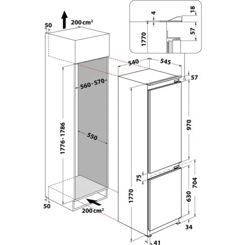 Réfrigérateur intégrable combiné inversé WHIRLPOOL ART66122 - 3