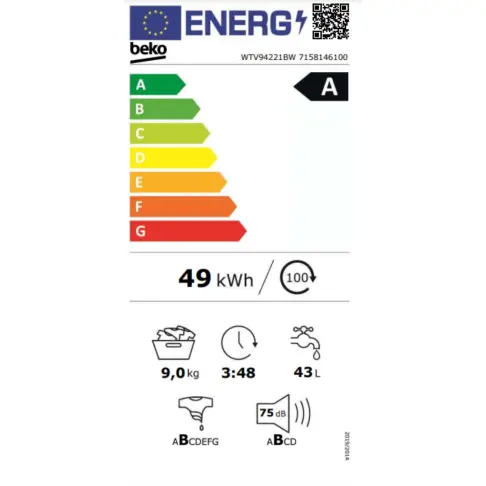Lave linge hublot BEKO WTV94221BW - 5