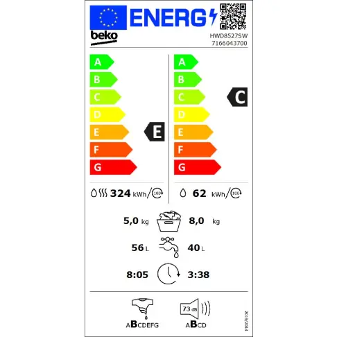 Lave-linge séchant BEKO HWD8527SW - 10