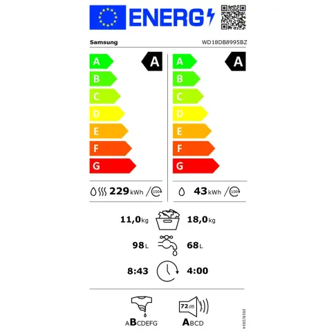 Lave-linge séchant SAMSUNG WD18DB8995BZ - 16