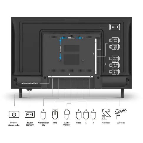 Télé led 24'' RADIOLA RA24A2TV - 3