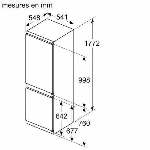 Réfrigérateur intégrable combiné inversé NEFF KI7861SE0 - 8