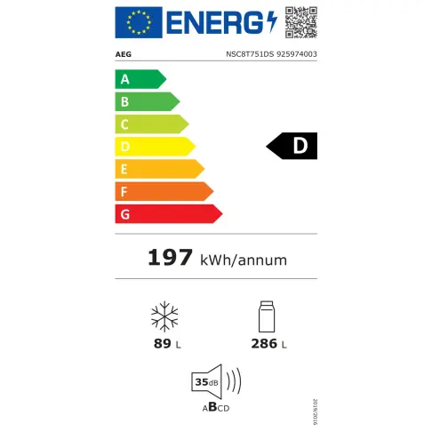 Réfrigérateur intégrable combiné inversé AEG NSC8T751DS - 5